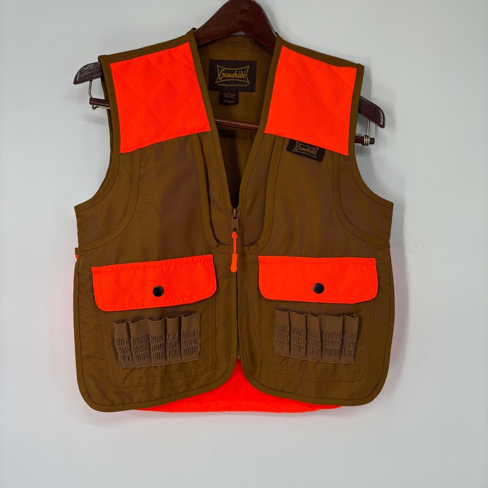 Gamehide Kids Brown Blaze Orange Hunting Vest Shell Loops Game Bag Youth Medium